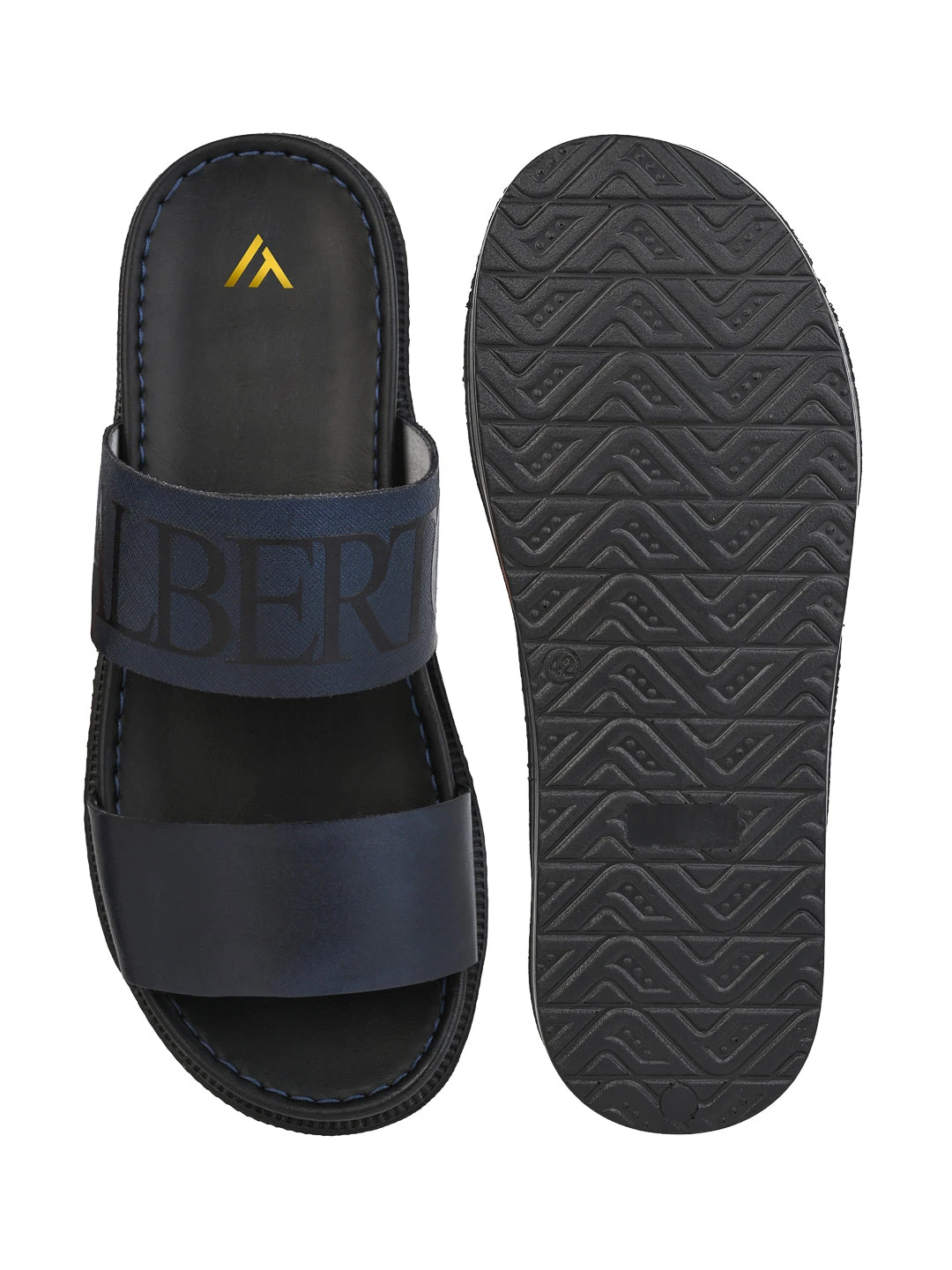 Alberto Torresi PVC Printed Branding Textured Blue Leather Men Slippers 8 Alberto Torresi PVC Printed Branding Textured Blue Leather Men Slippers - Image 6