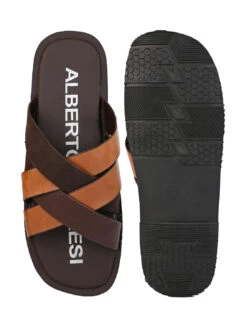 Alberto Torresi 271 Trendy Non Stitched StrapBrown Leather Slippers -Modern Shoes World 04 2 2