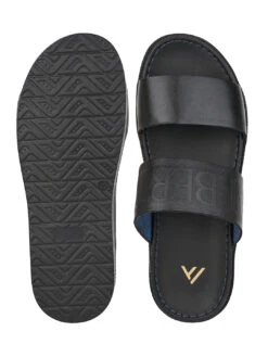 Alberto Torresi PVC Printed Branding Textured Black Leather Men Slippers -Modern Shoes World 06 2 2