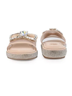 Aberto Torresi Elegant Nude Embellished Slide Sandals – Sparkle With Every Step -Modern Shoes World 1000 BAIGE 4