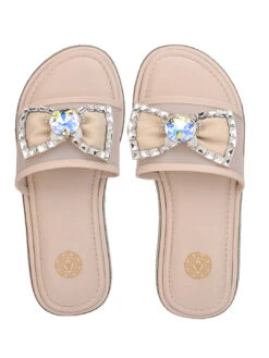 Aberto Torresi Elegant Nude Embellished Slide Sandals – Sparkle With Every Step -Modern Shoes World 1000 BAIGE 5