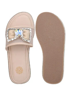 Aberto Torresi Elegant Nude Embellished Slide Sandals – Sparkle With Every Step -Modern Shoes World 1000 BAIGE 6