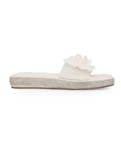 Alberto Torresi White Floral Slide Sandals – Elegant Party Wear With Crystal Detailing -Modern Shoes World 1001 WHITE 3