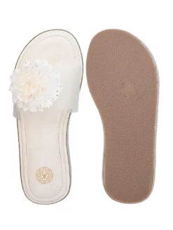 Alberto Torresi White Floral Slide Sandals – Elegant Party Wear With Crystal Detailing -Modern Shoes World 1001 WHITE 6