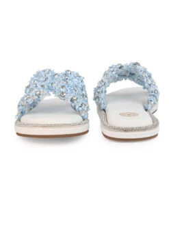 Aberto Torresi Blue Embellished Slide Sandals – Chic Design With Crystal Detailing 13 Aberto Torresi Blue Embellished Slide Sandals – Chic Design With Crystal Detailing -Modern Shoes World 1002 BLUE WHITE 4