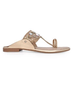Aberto Torresi Toe-Ring Sandals – Glamorous Party Wear With Crystal Detailing -Modern Shoes World 1005 GOLD 3
