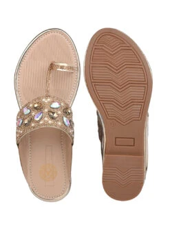 Aberto Torresi Toe-Ring Sandals – Glamorous Party Wear With Crystal Detailing -Modern Shoes World 1005 GOLD 6