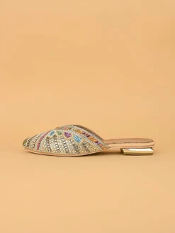 Alberto Torresi Party Wear Synthetic Heels With TPR Sole -Modern Shoes World 1006 MULTI GOLD 3