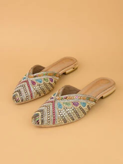 Alberto Torresi Party Wear Synthetic Heels With TPR Sole -Modern Shoes World 1006 MULTI GOLD 5