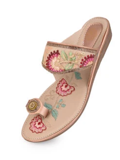 Alberto Torresi Women’s Embroidered Ethnic Sandals -Modern Shoes World 1007 BAIGE 6