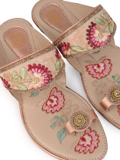 Alberto Torresi Women’s Embroidered Ethnic Sandals -Modern Shoes World 1007 BAIGE 8