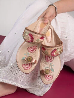 Alberto Torresi Women’s Embroidered Ethnic Sandals -Modern Shoes World 1007 BAIGE 9