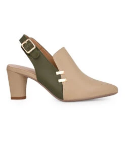 Alberto Torresi Women’s Baige & Olive Slingback Block Heels -Modern Shoes World 1020 BAIGE 3