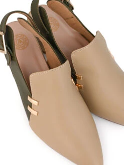 Alberto Torresi Women’s Baige & Olive Slingback Block Heels -Modern Shoes World 1020 BAIGE 7
