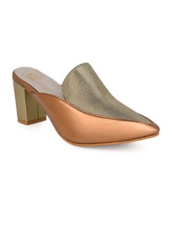 Alberto Torresi Women’s Metallic Gold Block Heel Mules