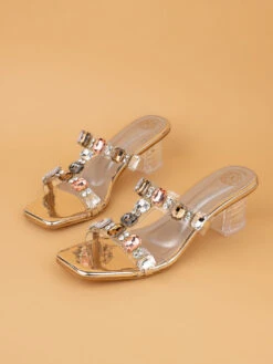 Alberto Torresi Gold-Toned Crystal Ankle-Strap Synthetic Heels 11 Alberto Torresi Gold-Toned Crystal Ankle-Strap Synthetic Heels -Modern Shoes World 1025 GOLD 4