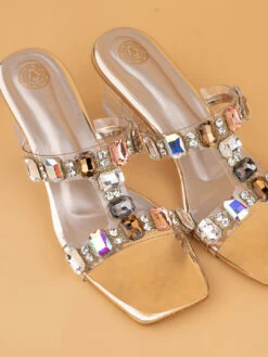 Alberto Torresi Gold-Toned Crystal Ankle-Strap Synthetic Heels 14 Alberto Torresi Gold-Toned Crystal Ankle-Strap Synthetic Heels -Modern Shoes World 1025 GOLD 7