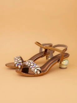 Alberto Torresi Iridescent Stone Embellished Synthetic Heels Sandal -Modern Shoes World 1026 COPPER 5