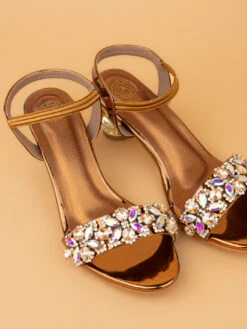 Alberto Torresi Iridescent Stone Embellished Synthetic Heels Sandal -Modern Shoes World 1026 COPPER 7