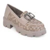 Alberto Torresi Women’s Chunky Sole Loafers With Buckle -Modern Shoes World 1030 BAIGE 1