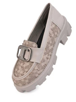 Alberto Torresi Women’s Chunky Sole Loafers With Buckle -Modern Shoes World 1030 BAIGE 5