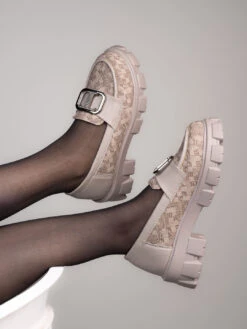 Alberto Torresi Women’s Chunky Sole Loafers With Buckle -Modern Shoes World 1030 BAIGE 8