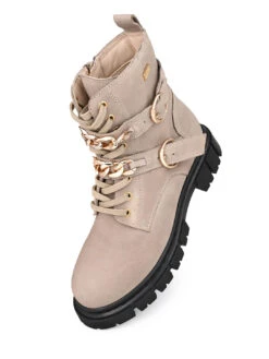 Alberto Torresi Women’s Chunky Sole Ankle Boots With Chain -Modern Shoes World 1040 BAIGE 5