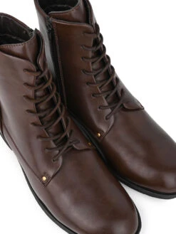 Alberto Torresi Barcus Series 111 Faux Brown Leather Long Boots -Modern Shoes World 40111 BROWN 7
