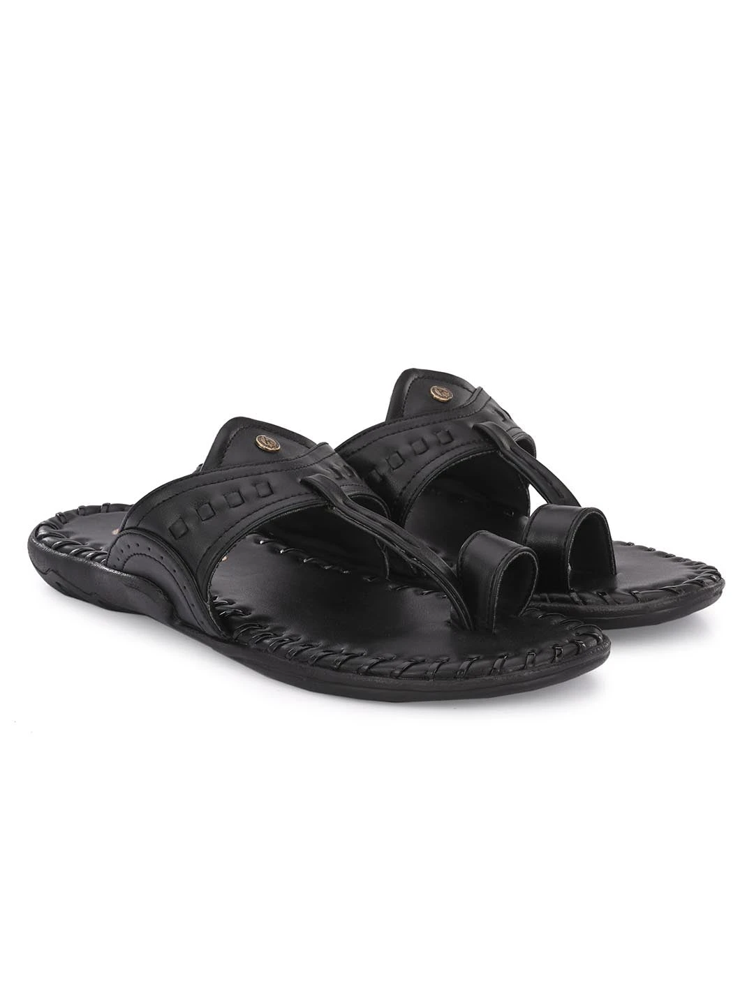 Alberto Torresi Men's Black Kolhapuri Thong Slipper 5 Alberto Torresi Men's Black Kolhapuri Thong Slipper - Image 3