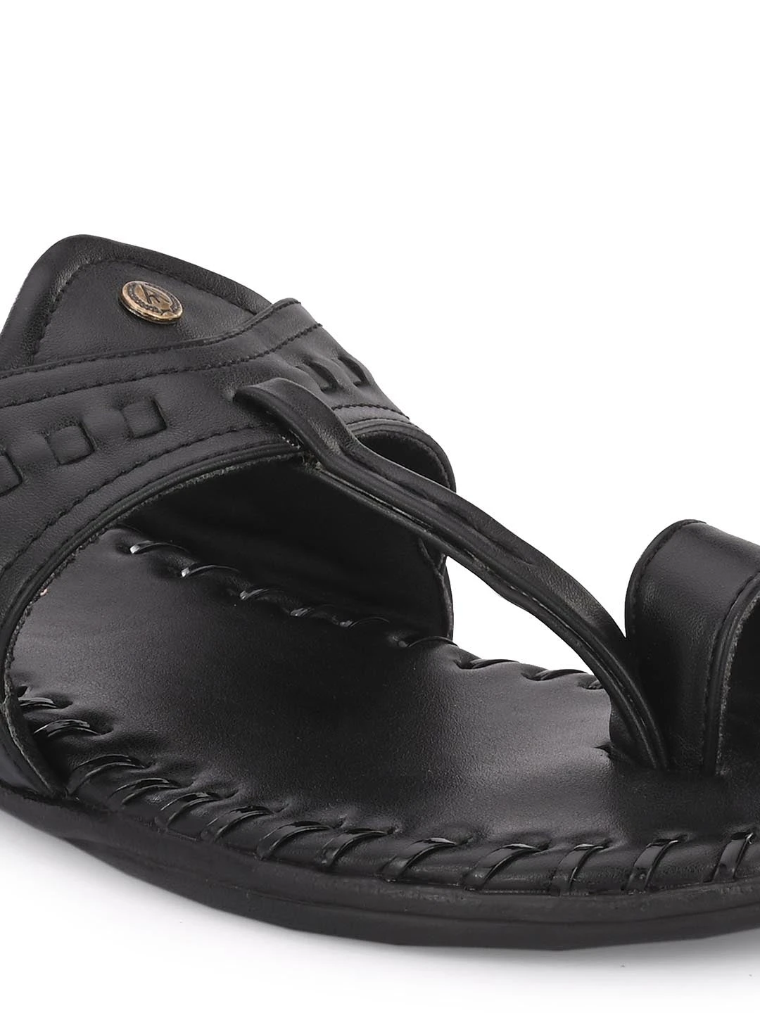 Alberto Torresi Men's Black Kolhapuri Thong Slipper 11 Alberto Torresi Men's Black Kolhapuri Thong Slipper - Image 9