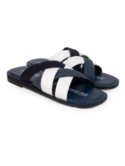 Alberto Torresi MenBlue Slippers -Modern Shoes World 59269 WHITE BLUE 2 41226ba7 5848 41c9 8b33 04084bacd872