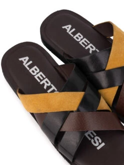 Alberto Torresi 271 Trendy Non Stitched StrapBlack Leather Men Slippers 14 Alberto Torresi 271 Trendy Non Stitched StrapBlack Leather Men Slippers -Modern Shoes World 59271 BLACK YELLOW 7