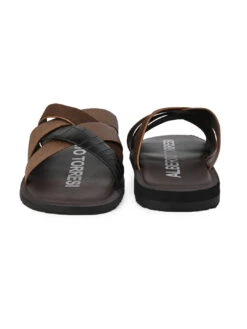 Alberto Torresi 272 Trendy Non Stitched Strap Black Leather Slippers -Modern Shoes World 59272 BLACK CROCO 5