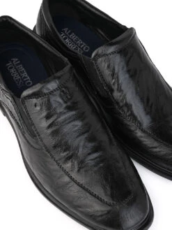 Alberto Torresi Shiny CrinkleBlack Leather Slip InSneakers Eva Sole Formals 18 Alberto Torresi Shiny CrinkleBlack Leather Slip InSneakers Eva Sole Formals -Modern Shoes World 66701 BLACK 7