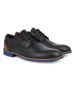 Alberto Torresi Horwik Series 708 Black Textured Leather Derby Shoe -Modern Shoes World 66708 BLACK 2