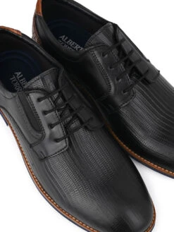 Alberto Torresi Horwik Series 708 Black Textured Leather Derby Shoe -Modern Shoes World 66708 BLACK 7