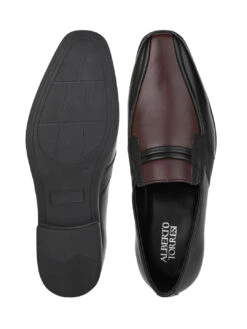 Alberto Torresi Office Edition Black Bordo Faux Leather Slip On 800 -Modern Shoes World 66800 BLACK BORDO 6