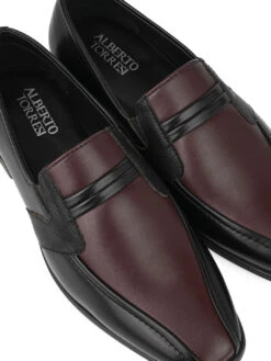 Alberto Torresi Office Edition Black Bordo Faux Leather Slip On 800 -Modern Shoes World 66800 BLACK BORDO 7