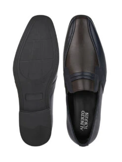 Alberto Torresi Office Edition Blue Brown Faux Leather Slip On 800 -Modern Shoes World 66800 BLUE BROWN 6