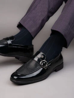 Alberto Torresi Office Edition Black PatentFaux Leather Monk Slip On 801