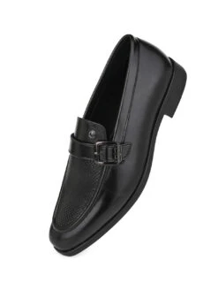 Alberto Torresi Office Edition Black Faux Leather Monk Slip On 801 -Modern Shoes World 66801 BLACK 4
