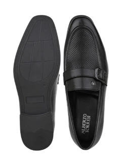 Alberto Torresi Office Edition Black Faux Leather Monk Slip On 801 -Modern Shoes World 66801 BLACK 6