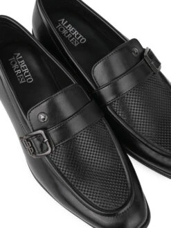 Alberto Torresi Office Edition Black Faux Leather Monk Slip On 801 -Modern Shoes World 66801 BLACK 7