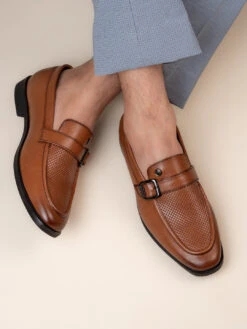 Alberto Torresi Office Edition Tan Faux Leather Monk Slip On 801