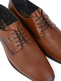 Alberto Torresi Red Jerry Series Tan Textured Leather Lace Up Shoe -Modern Shoes World 66806 TAN 7