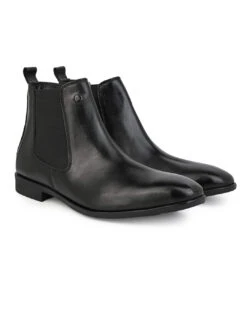 Alberto Torresi Men’s Leather Chelsea Boots In Black -Modern Shoes World 66807 BLACK 2