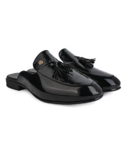 Alberto Torresi Black Tassel Patent Mule -Modern Shoes World 66938 BLACK 4
