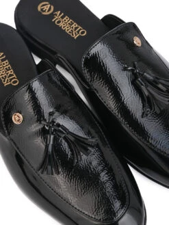 Alberto Torresi Black Tassel Patent Mule -Modern Shoes World 66938 BLACK 7