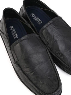 Alberto Torresi Black Leather Casual Loafers -Modern Shoes World 66942 Black 7