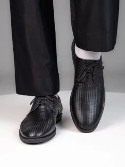 Alberto Torresi Textured Black Leather Office/ Dress Formal Derby Shoes